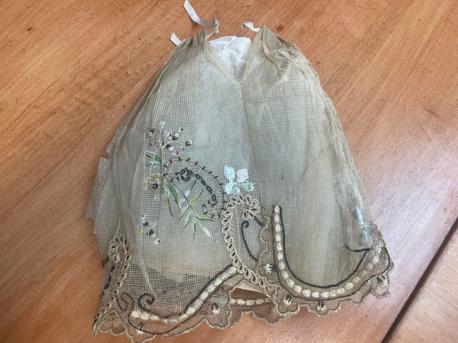 18thc Style Antique Doll Hand and Machine Made Two Dress with Bodice & Skirt