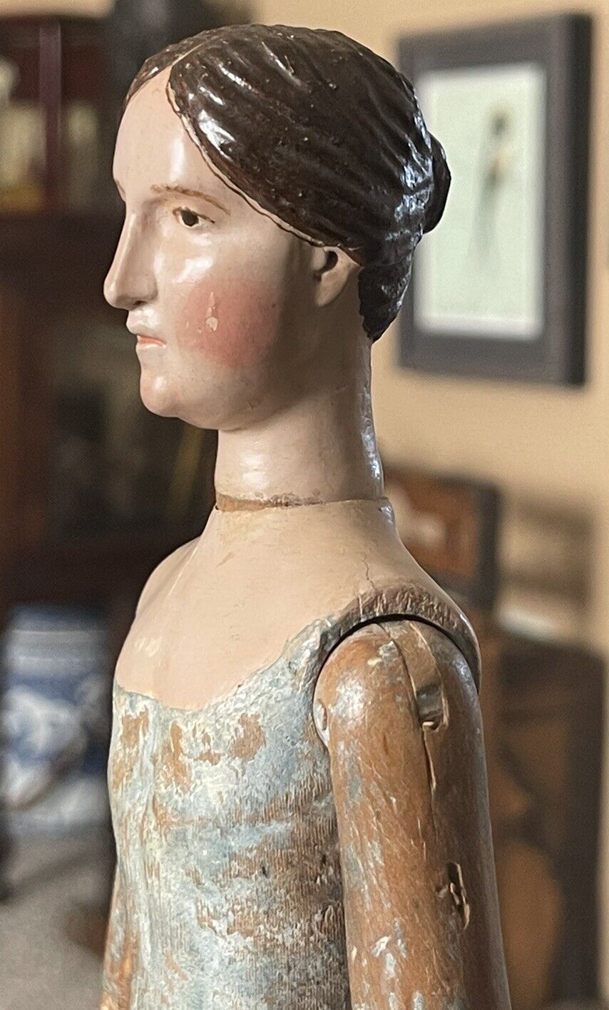 Antique Rare 18thc  Wooden Doll Elegant Look Fully Jointed