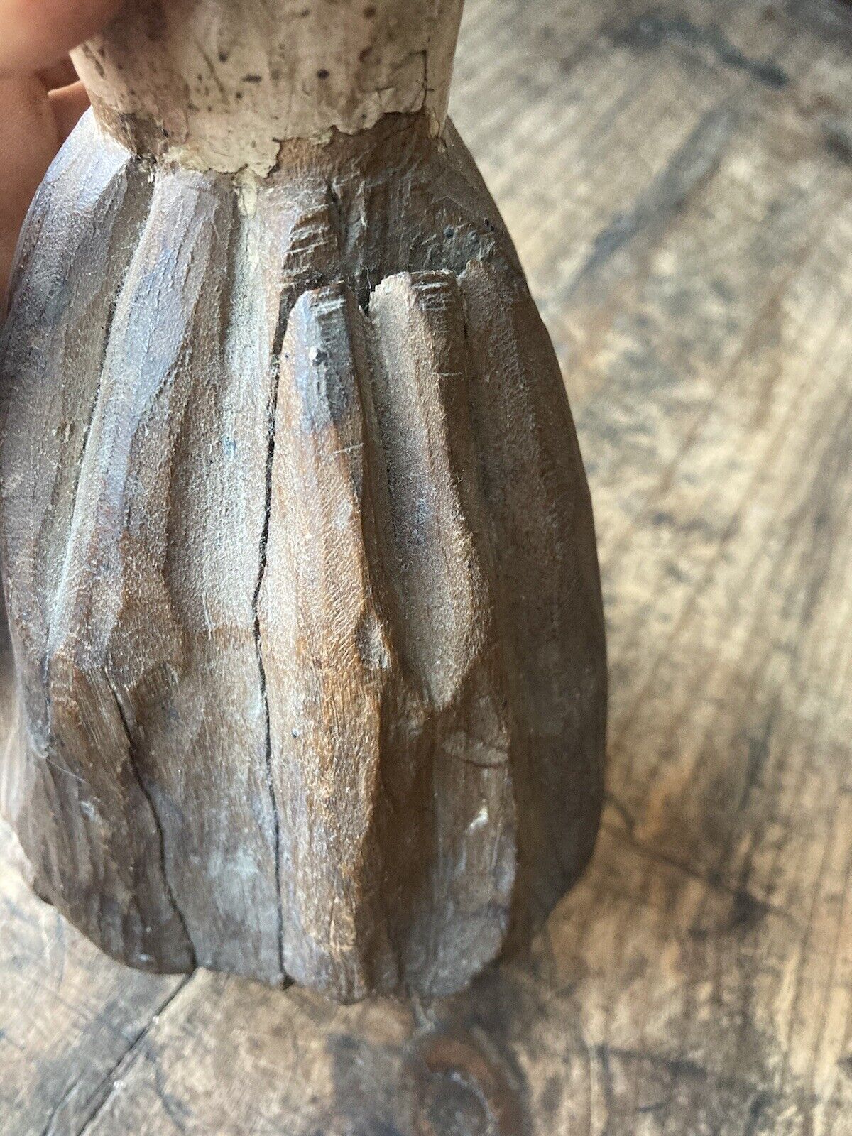 RARE Antique 18th C 1700s Carved Wooden polychrome Santos Cage Doll w Glass Eyes