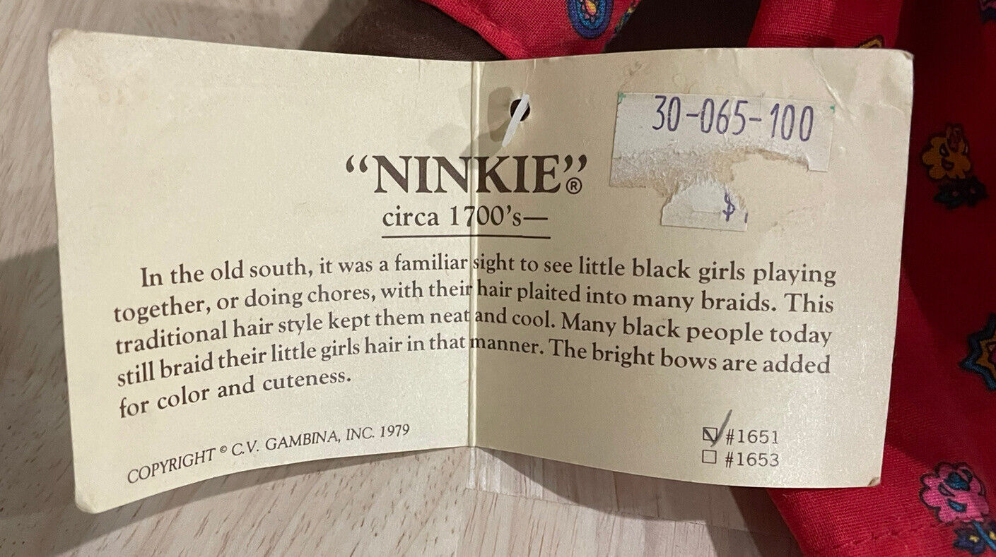 Gambina Doll “Ninkie” Circa 1700s #1651 Hand Made In New Orleans