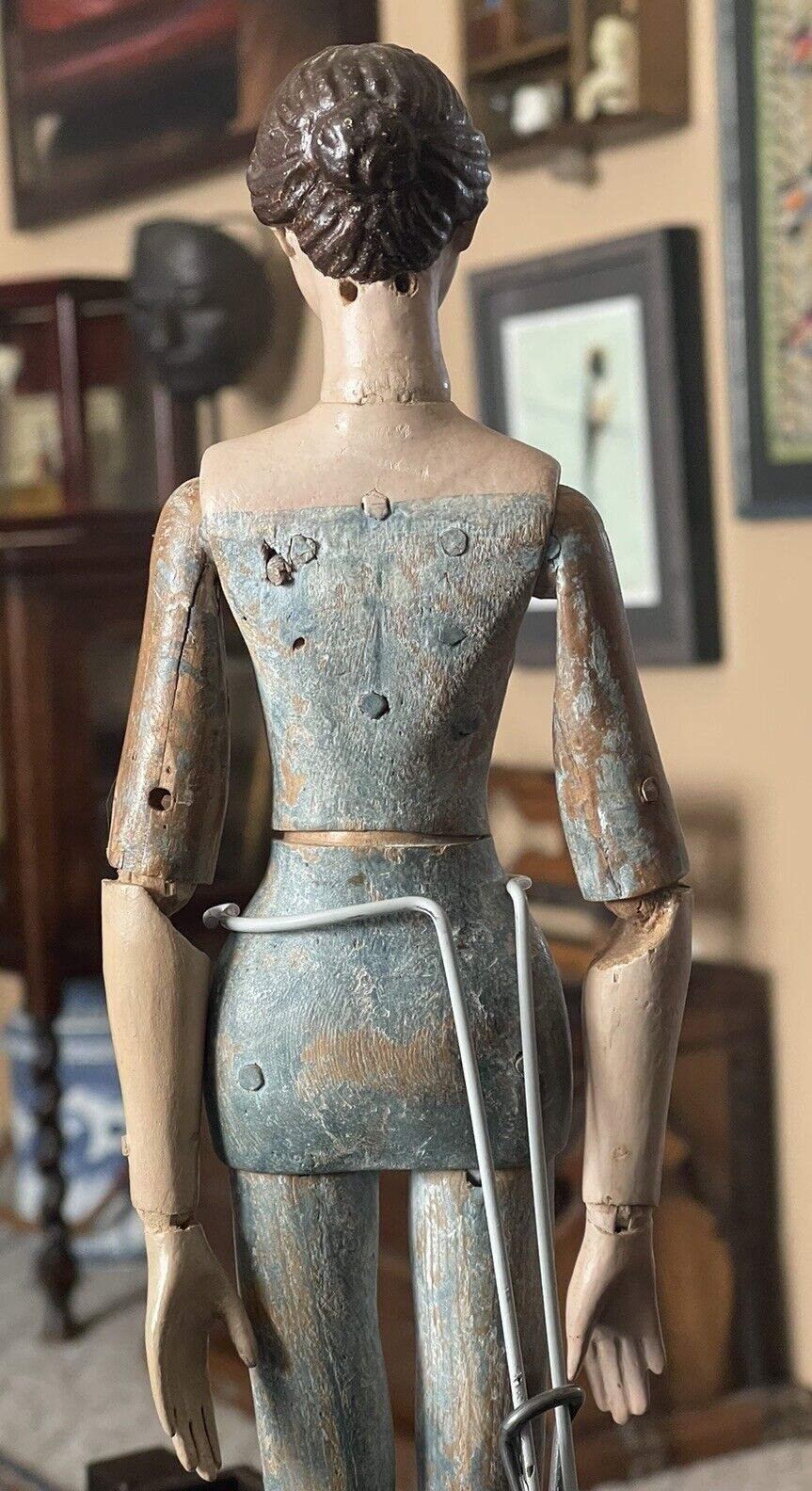 Antique Rare 18thc  Wooden Doll Elegant Look Fully Jointed