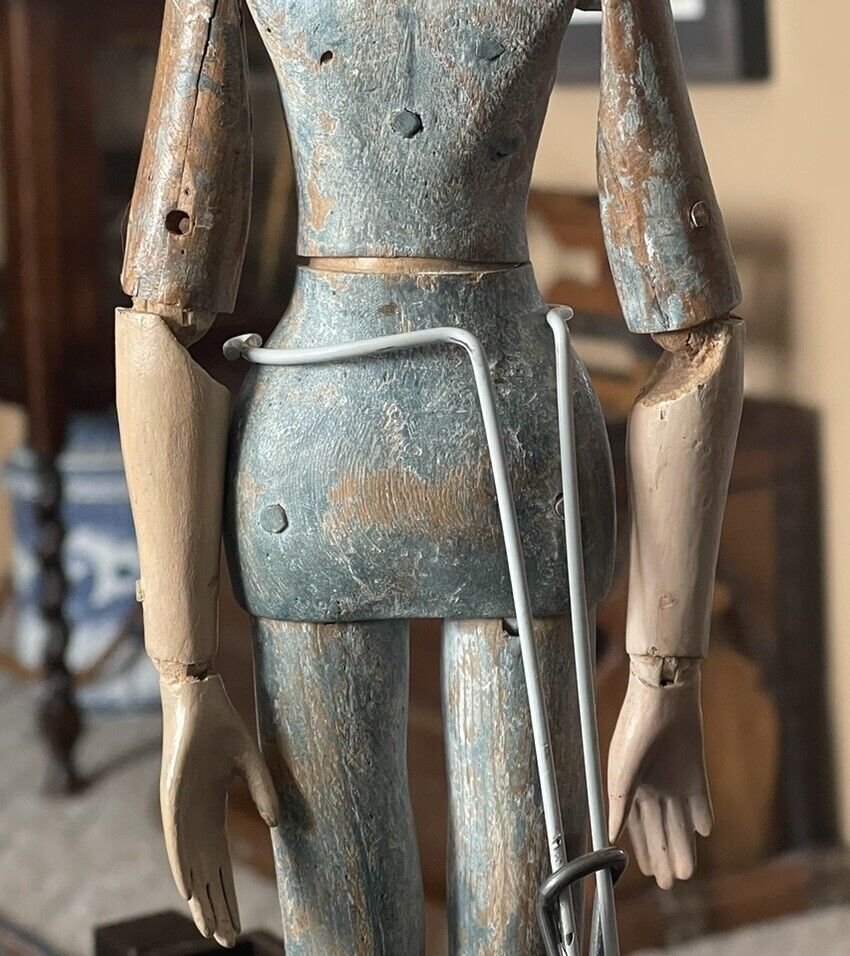 Antique Rare 18thc  Wooden Doll Elegant Look Fully Jointed