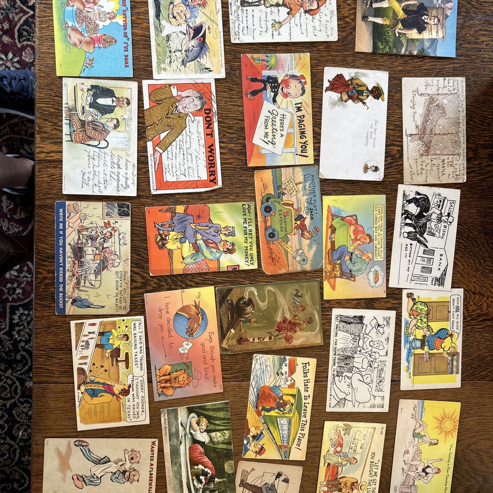 Big LOT OF 25 POSTCARDS Old COMIC funny HUMOR Vintage 1900s 1950s Vintage