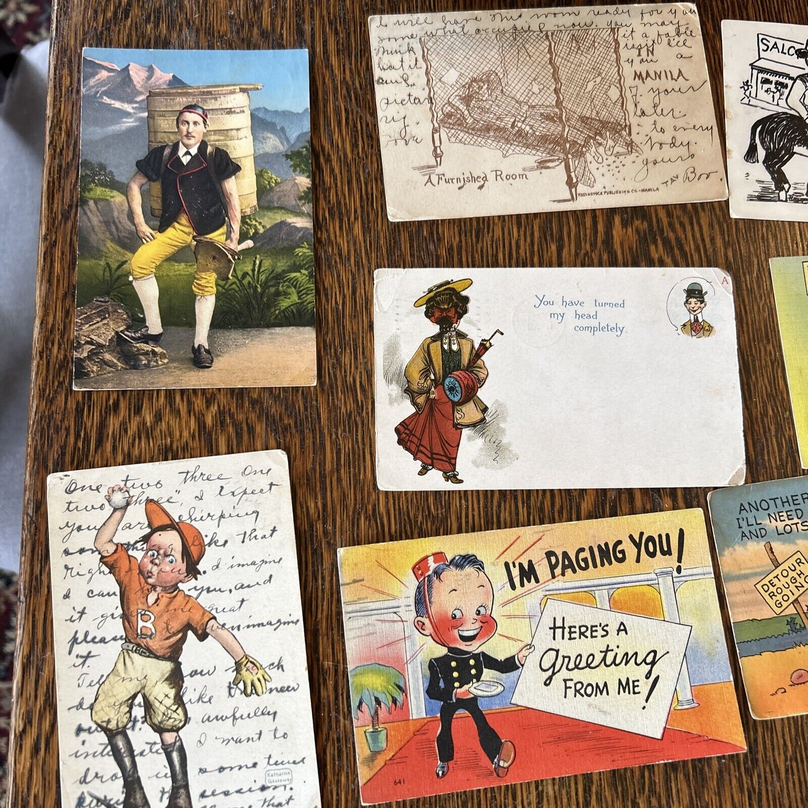Big LOT OF 25 POSTCARDS Old COMIC funny HUMOR Vintage 1900s 1950s Vintage