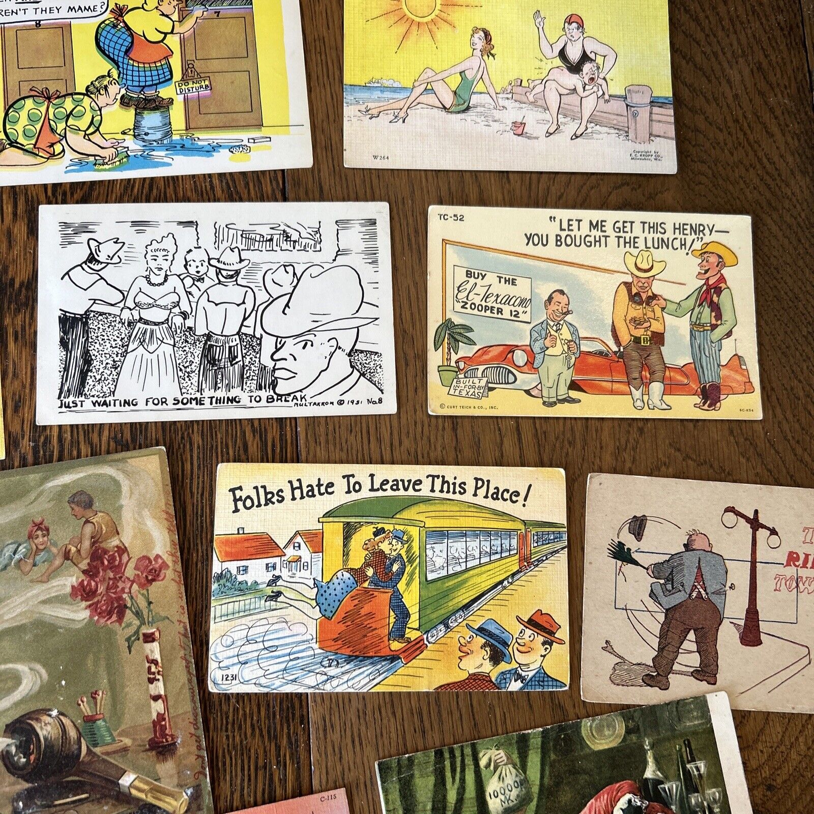 Big LOT OF 25 POSTCARDS Old COMIC funny HUMOR Vintage 1900s 1950s Vintage