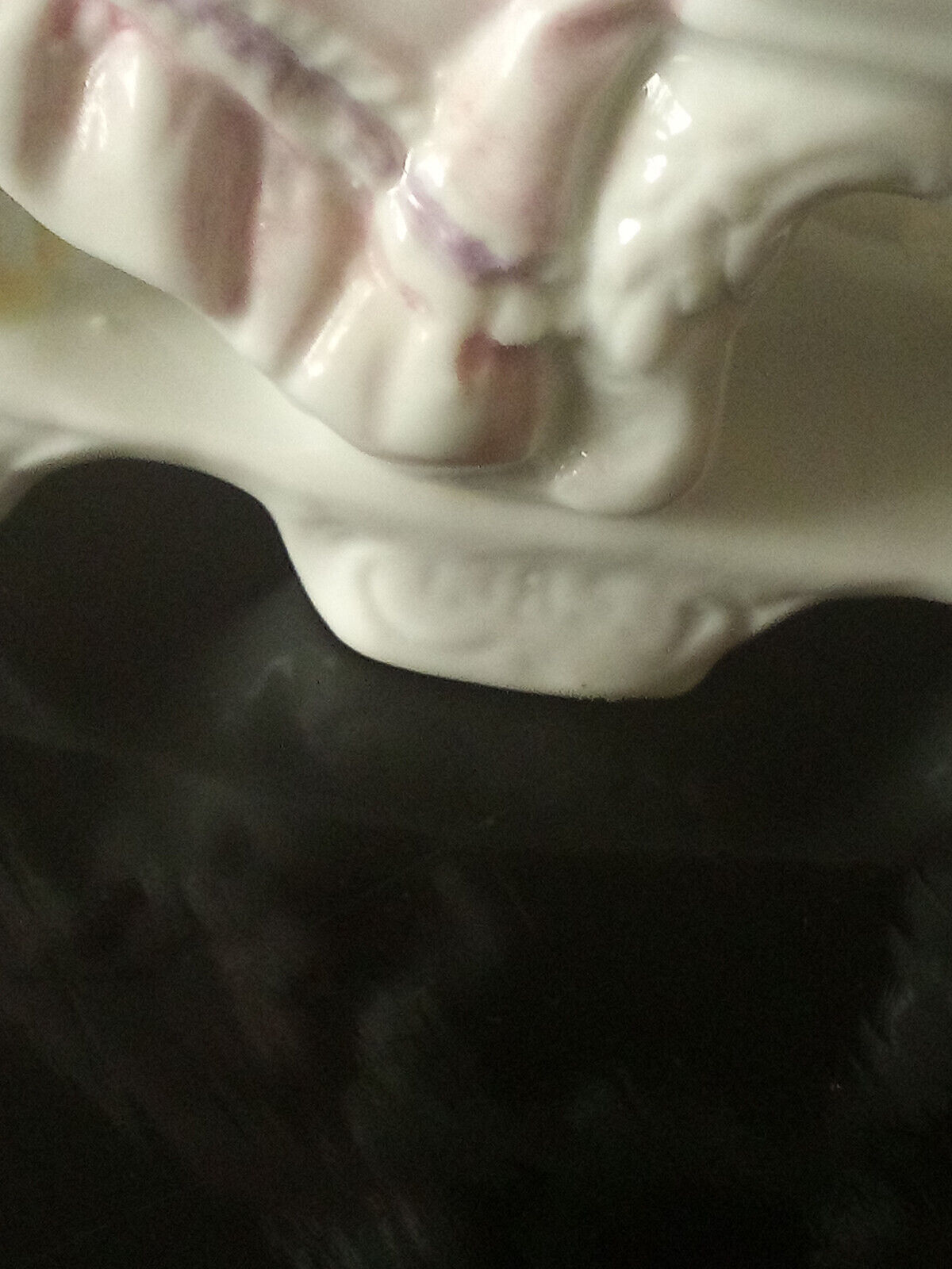 antique Porcelain figurine German miniature lady tea chair doll house mother