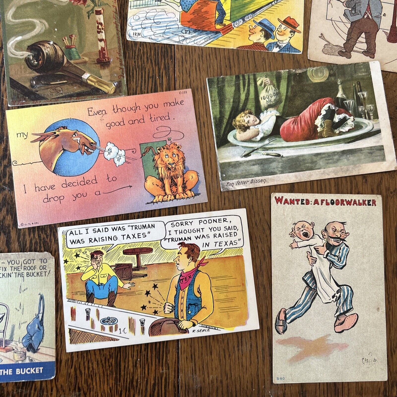 Big LOT OF 25 POSTCARDS Old COMIC funny HUMOR Vintage 1900s 1950s Vintage