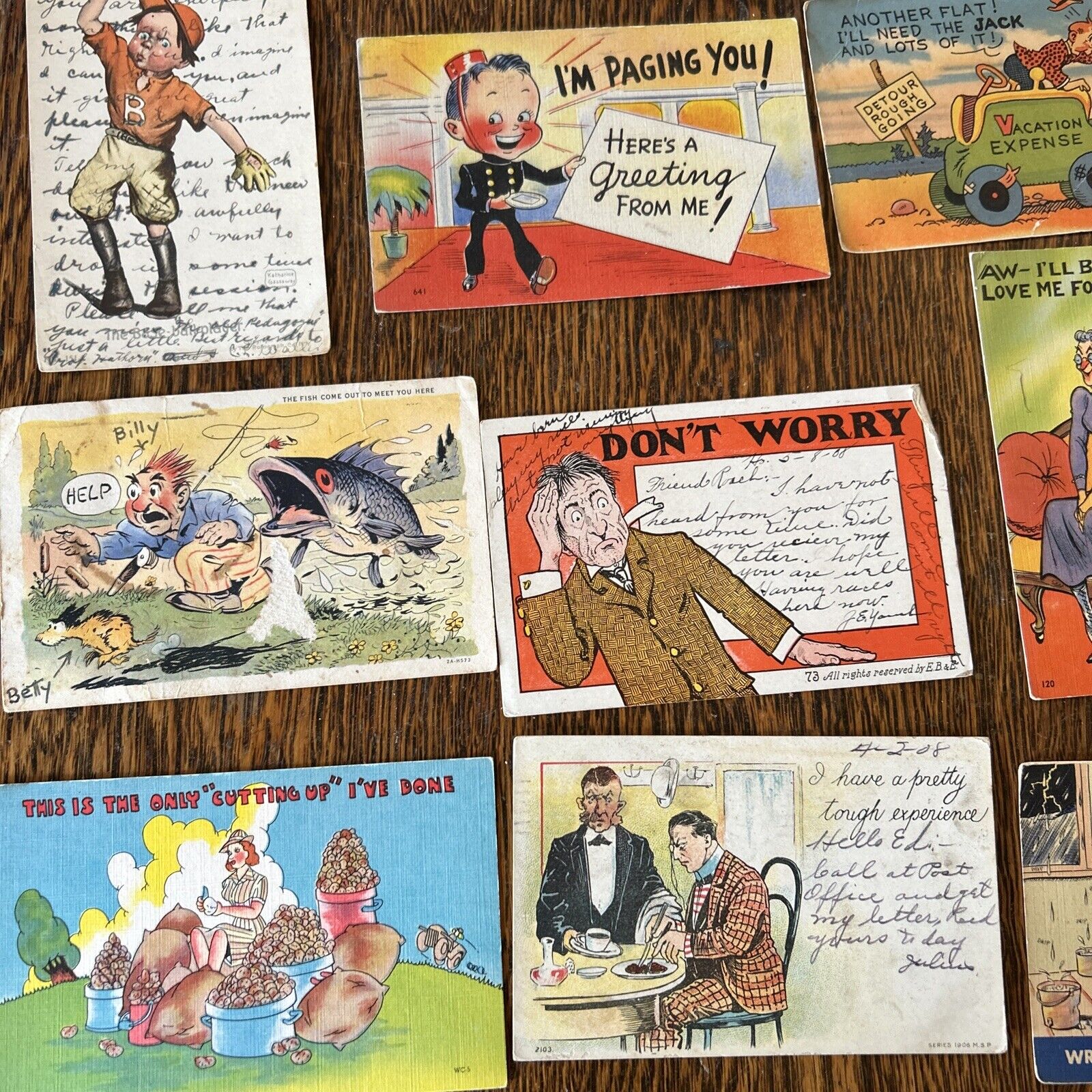 Big LOT OF 25 POSTCARDS Old COMIC funny HUMOR Vintage 1900s 1950s Vintage