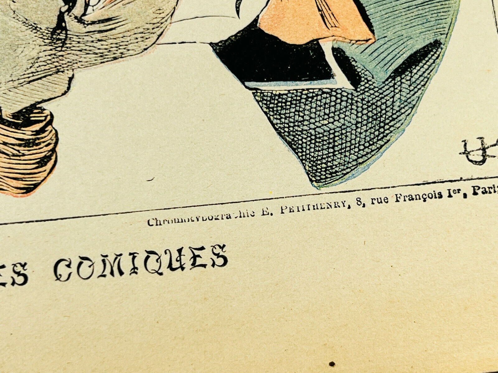 RARE uncut 1900's French Paper Game 'Tets Comiques' Head Comics Puppet