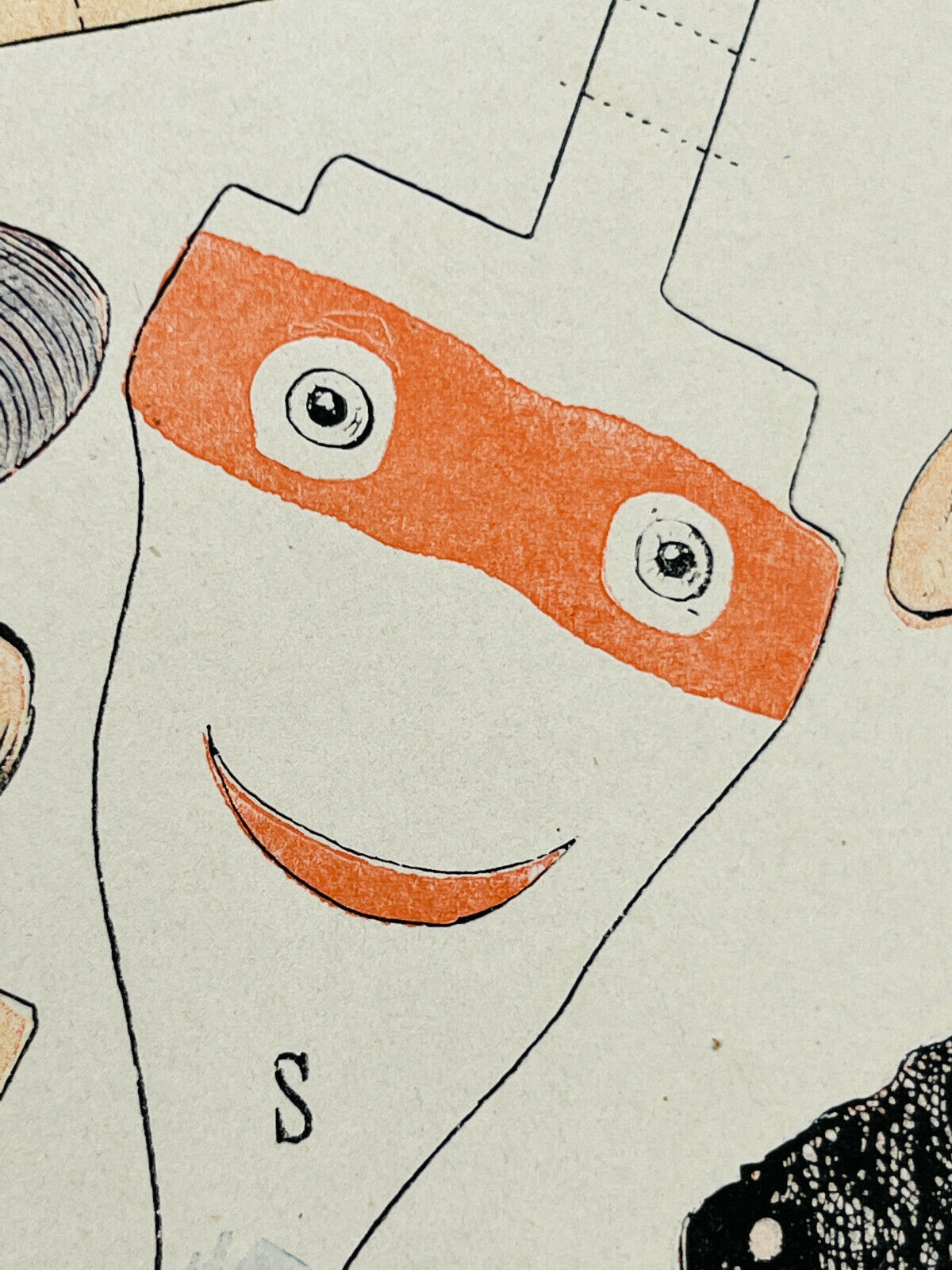 RARE uncut 1900's French Paper Game 'Tets Comiques' Head Comics Puppet