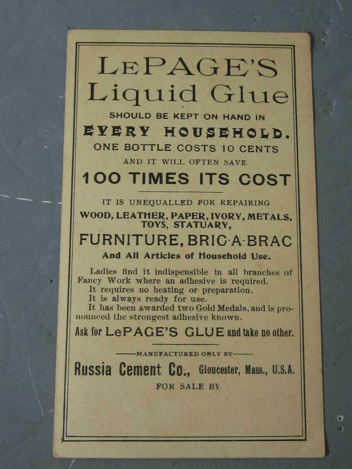 1800's Advertising Trade Card Le Page's Liquid Glue Comic w/ Bobby Police