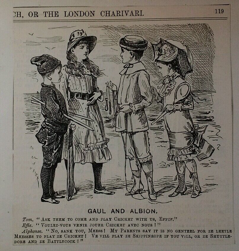 1800s Antique Illustration Print Original Rare VHTF Punch Mag Cute Children Fash