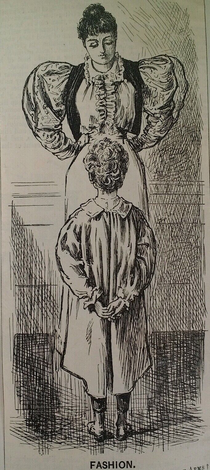 1800s Antique Illustration Print Original Rare VHTF Punch Mag Fashion Puff Shirt