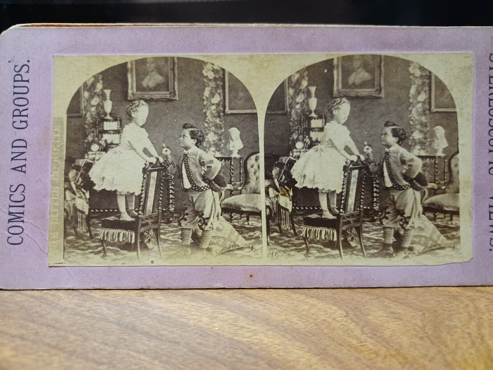 COMIC Groups CHILDREN Little  Stereoview PHOTO Card 1800's Stereoptic