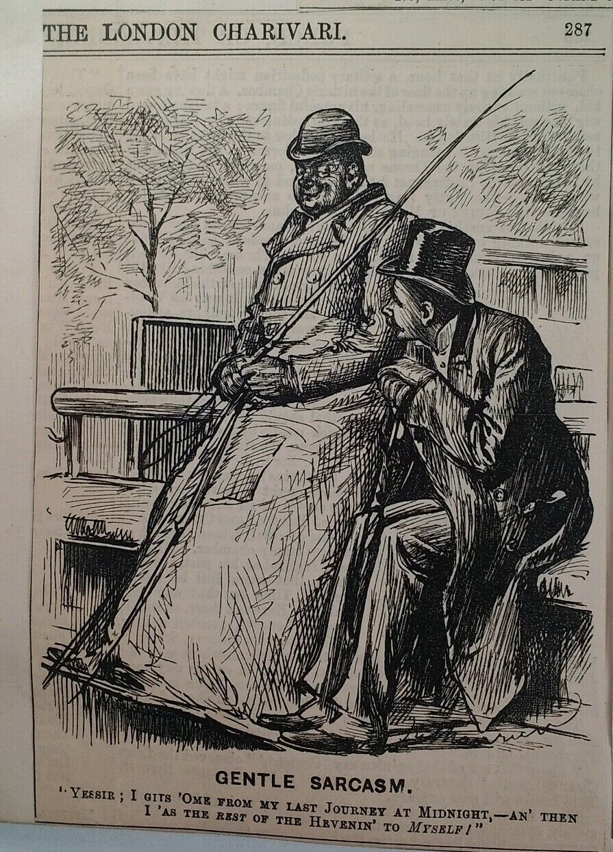 1800s Antique Illustration Print Original Rare VHTF Punch Mag Fashion Sarcasm