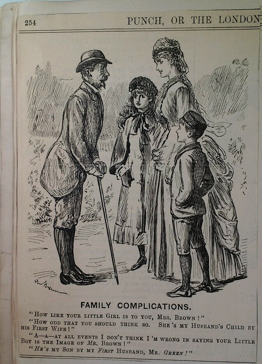 1800s Antique Illustration Print Original Rare VHTF Punch Mag Cute Boy Family UK