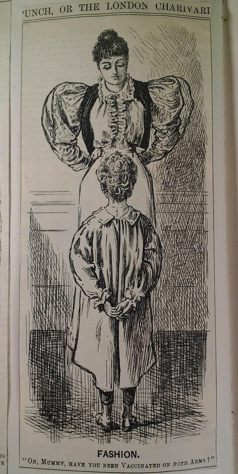 1800s Antique Illustration Print Original Rare VHTF Punch Mag Fashion Puff Shirt