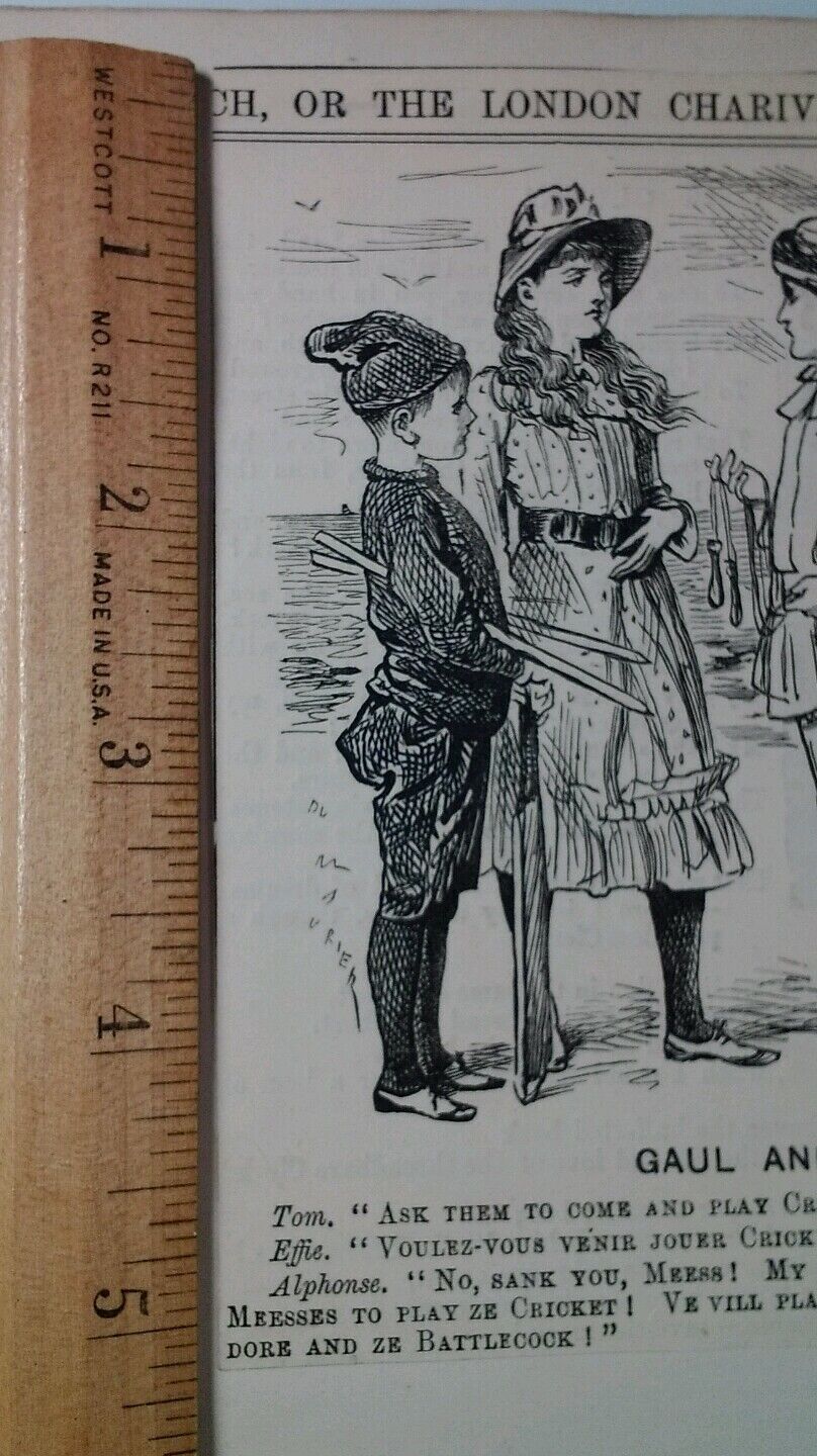 1800s Antique Illustration Print Original Rare VHTF Punch Mag Cute Children Fash