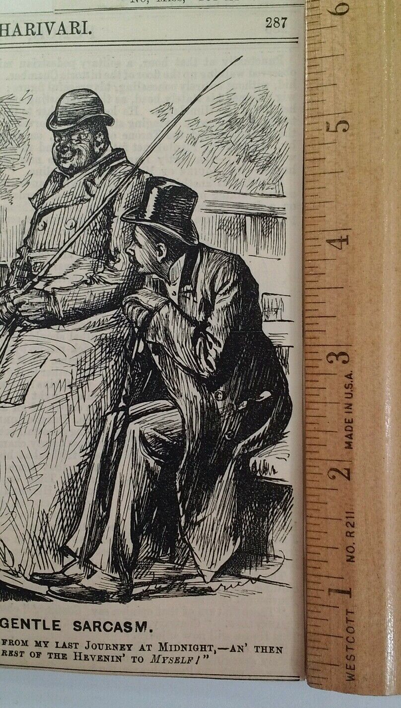1800s Antique Illustration Print Original Rare VHTF Punch Mag Fashion Sarcasm