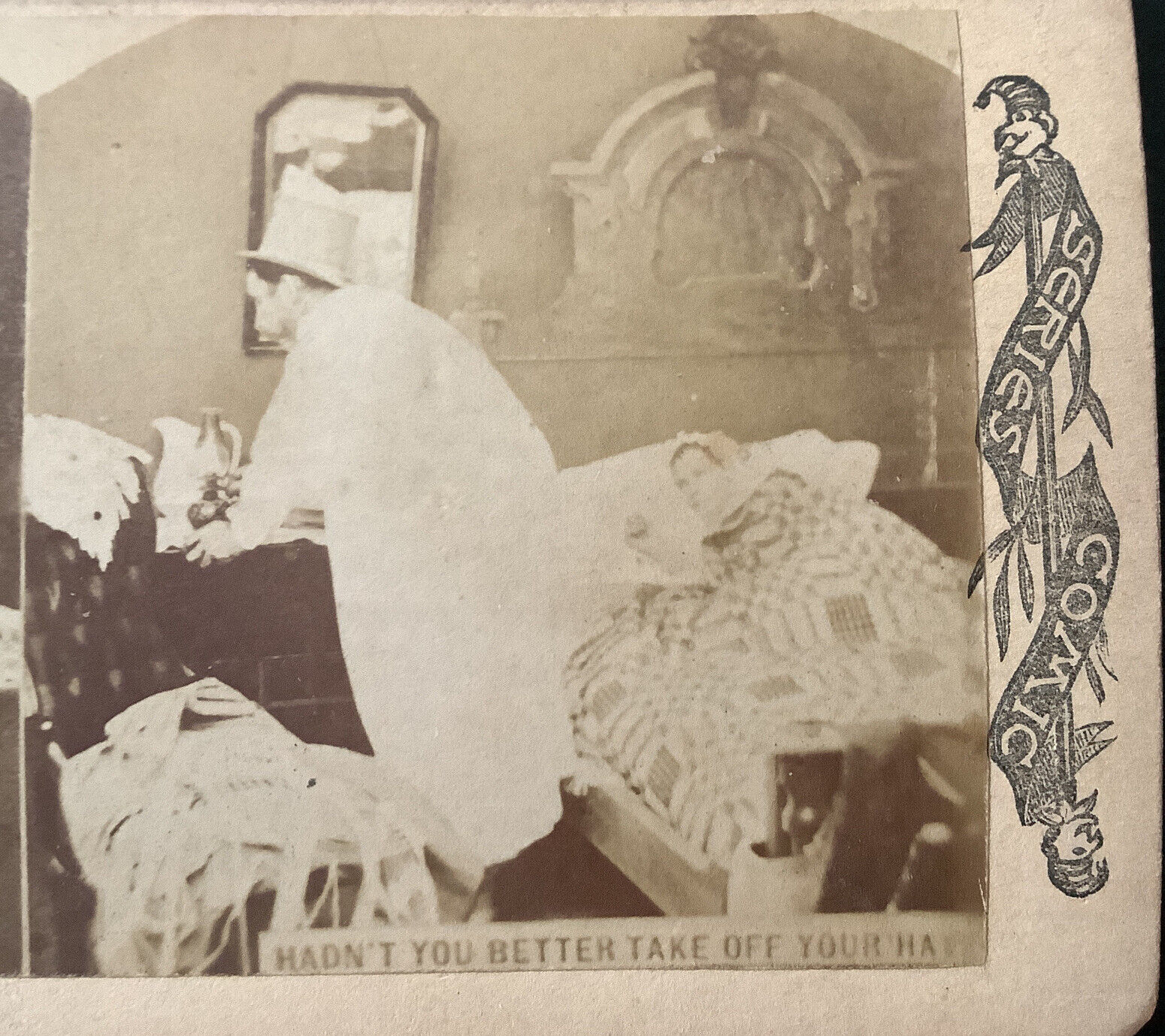 StereoView Photos Funny Humorous Jokes Comics Series Bed Scene Kissing  1800s