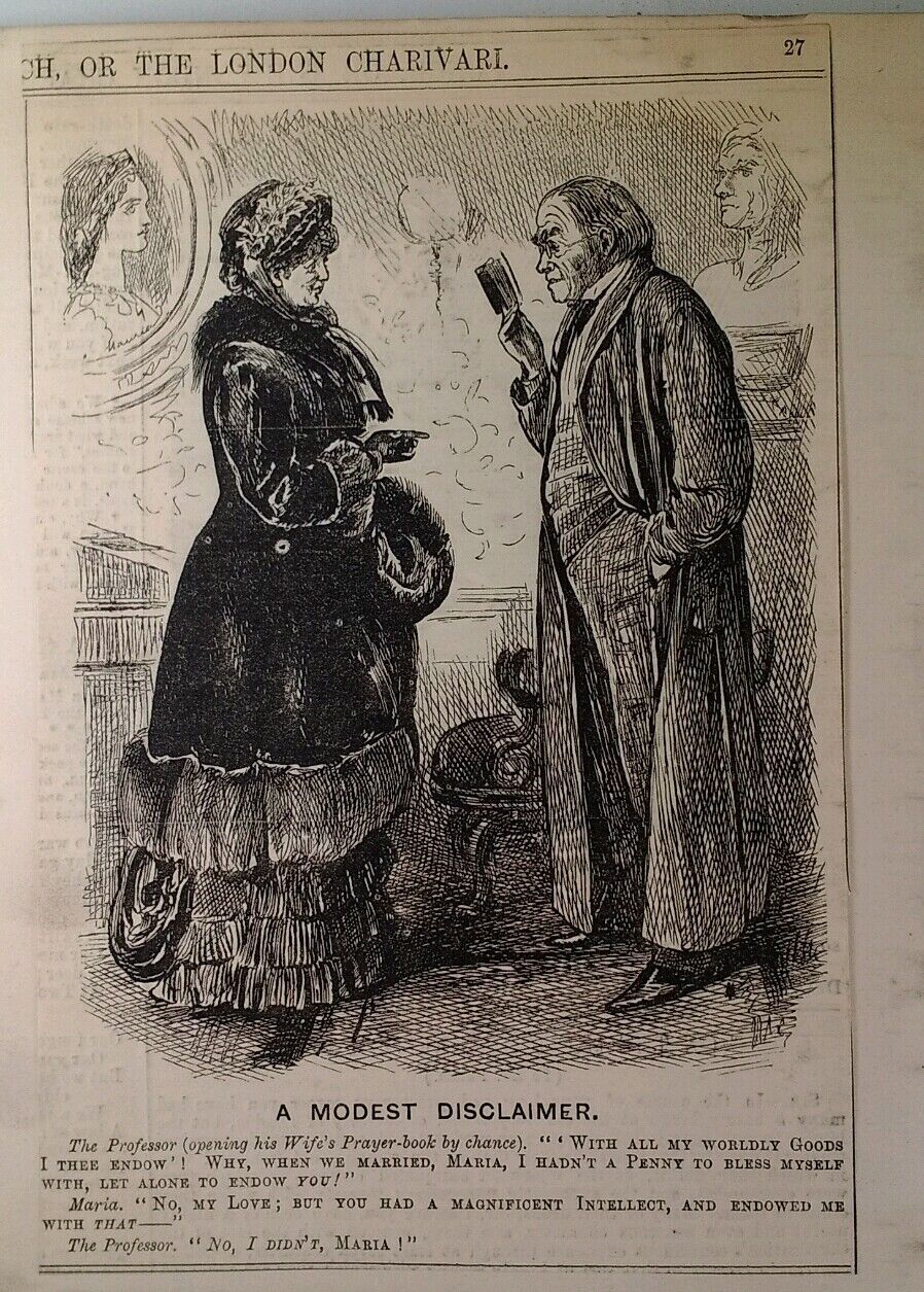 1800s Antique Illustration Print Original Rare VHTF Punch Mag Fashion Funny UK