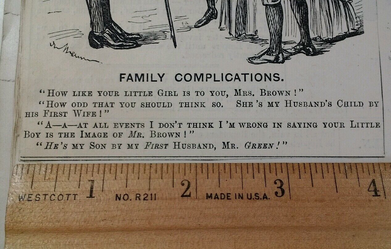 1800s Antique Illustration Print Original Rare VHTF Punch Mag Cute Boy Family UK