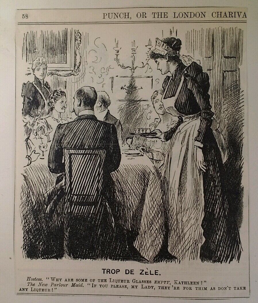 1800s Antique Illustration Print Original Rare VHTF Punch Mag Fashion Maid Lique