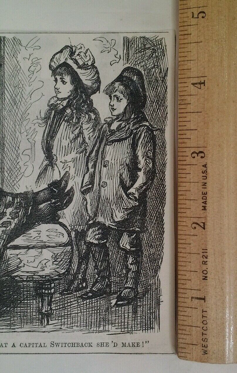 1800s Antique Illustration Print Original Rare VHTF Punch Mag Grandmother Nap 