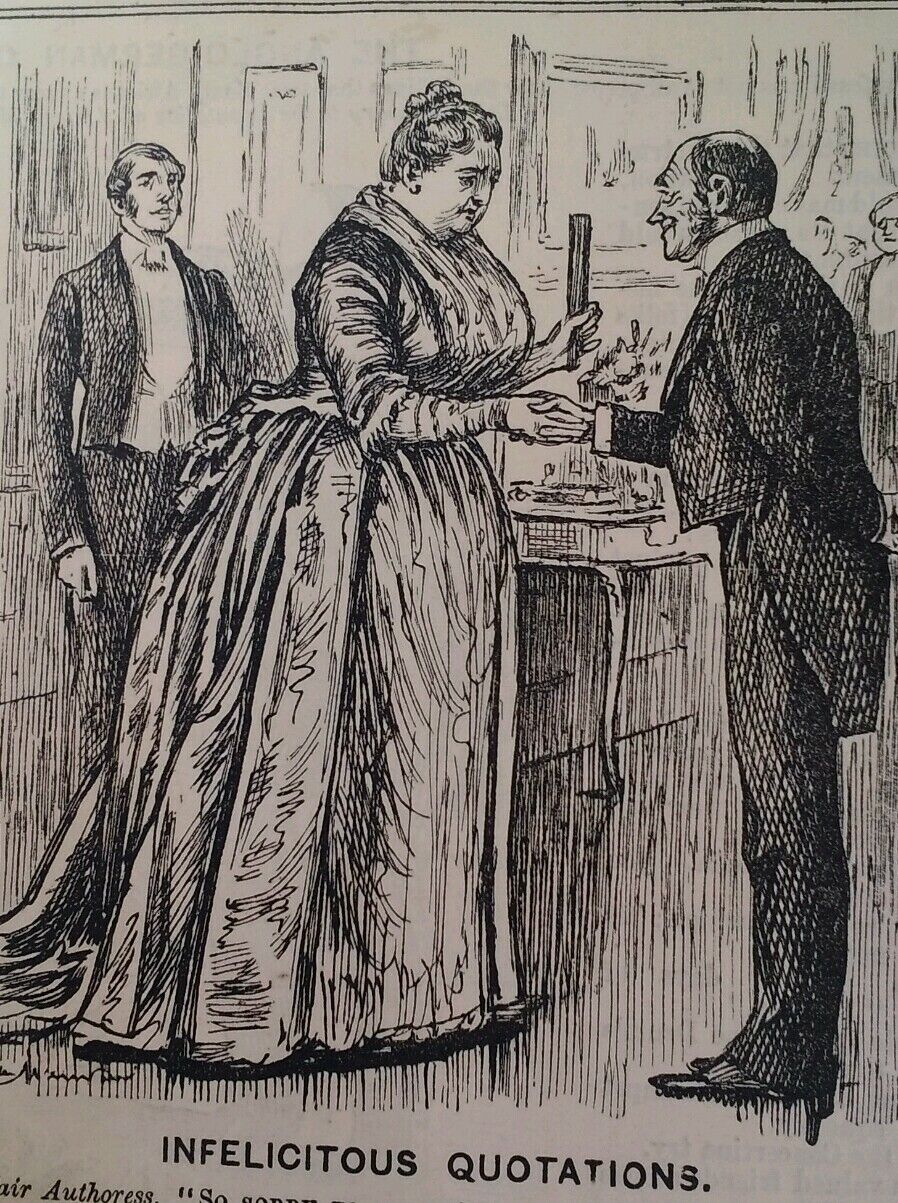 1800s Antique Illustration Print Original Rare VHTF Punch Fashion Dinner Humour