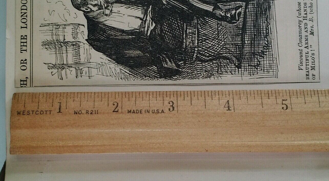 Punch Cartoon 1800s Antique Original Rare VHTF Etch Fashion Romance Lovely Lady