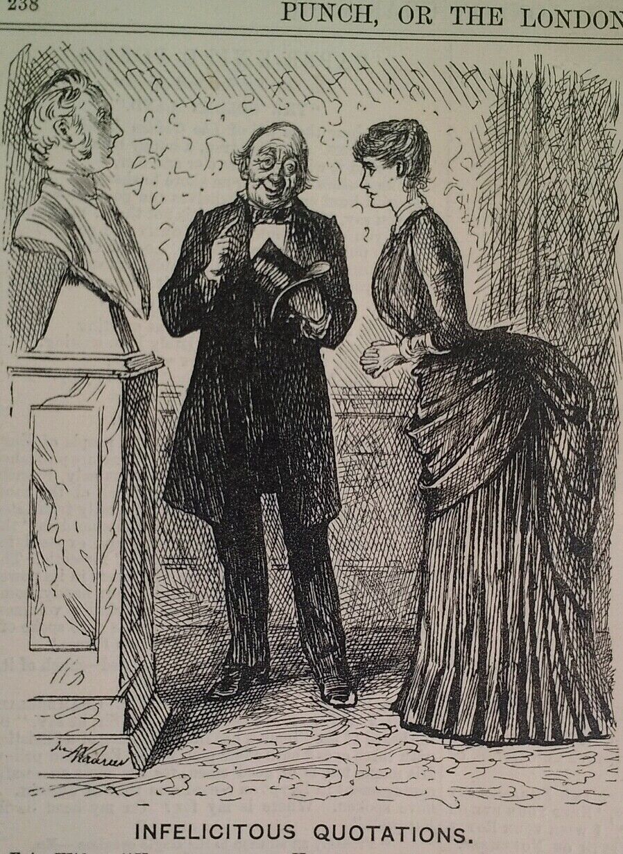 1800s Antique Illustration Print Original Rare VHTF Punch Fashion Widow Bust UK