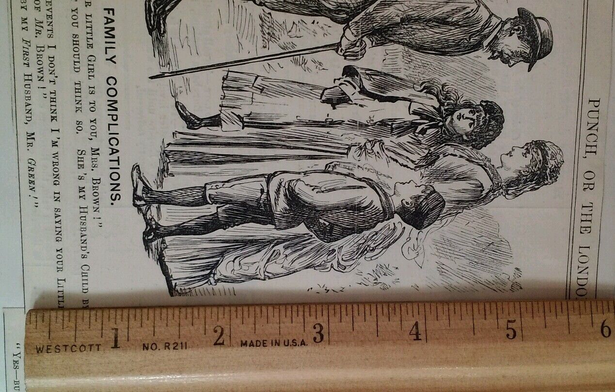 1800s Antique Illustration Print Original Rare VHTF Punch Mag Cute Boy Family UK