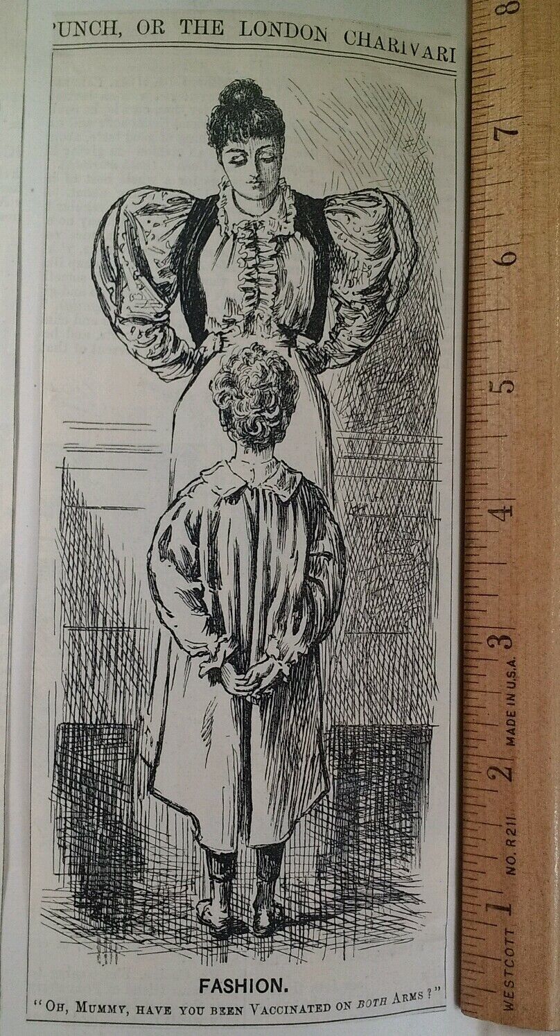 1800s Antique Illustration Print Original Rare VHTF Punch Mag Fashion Puff Shirt