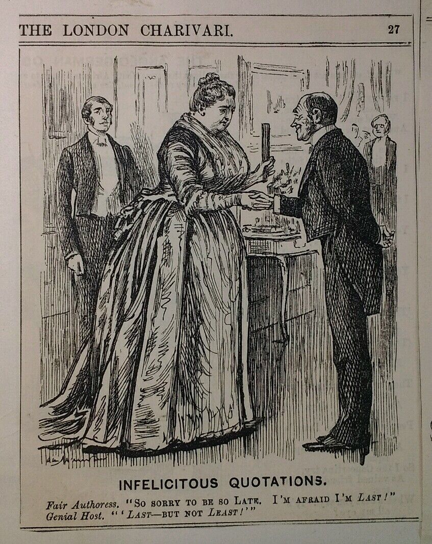 1800s Antique Illustration Print Original Rare VHTF Punch Fashion Dinner Humour 