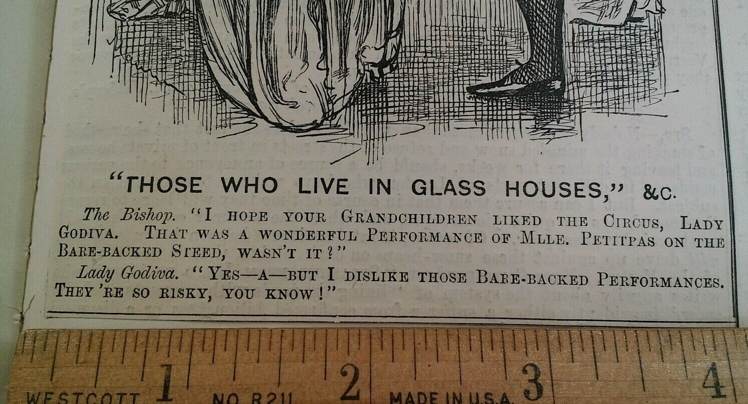 1800s Antique Illustration Print Original Rare VHTF Punch Fashion Glass Houses 