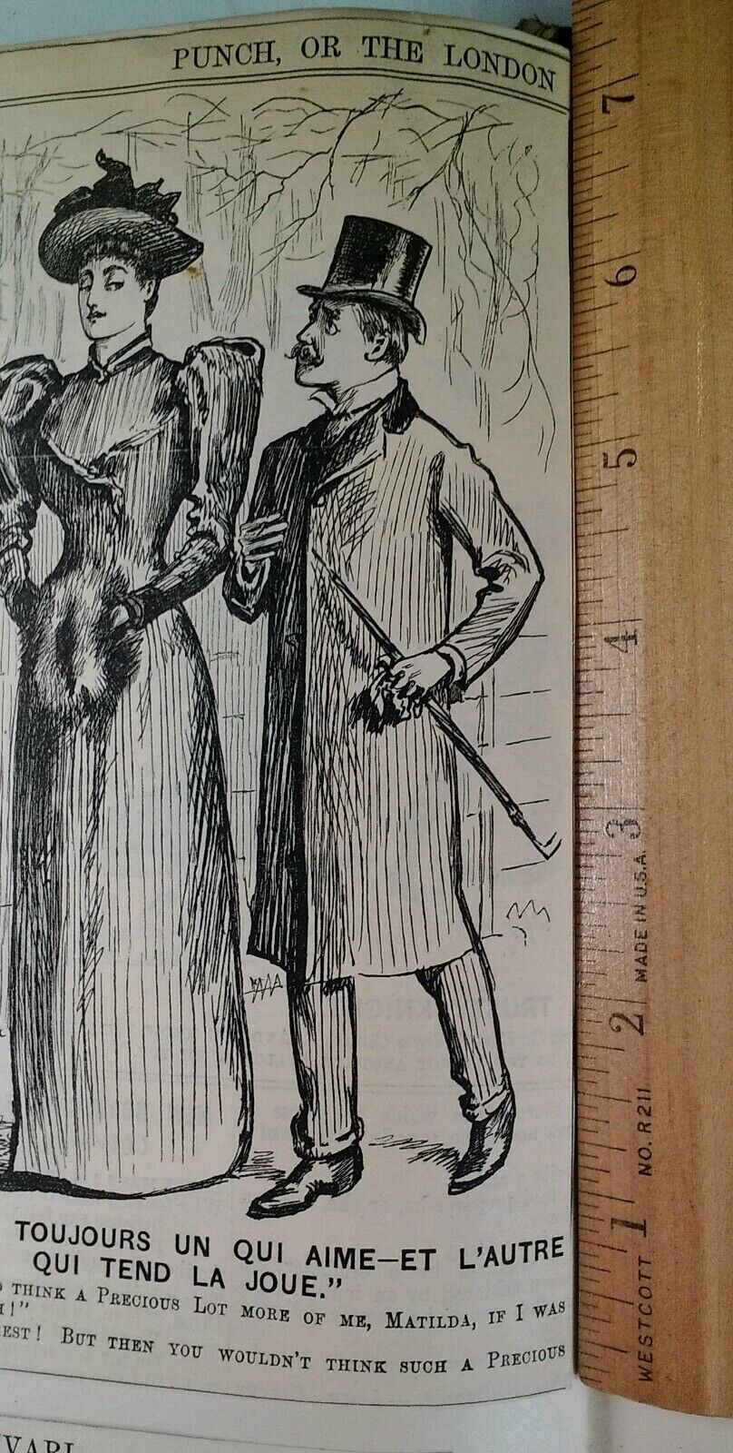 Punch Cartoon 1800s Antique Original Rare VHTF Etch Fashion Humour Romance Short