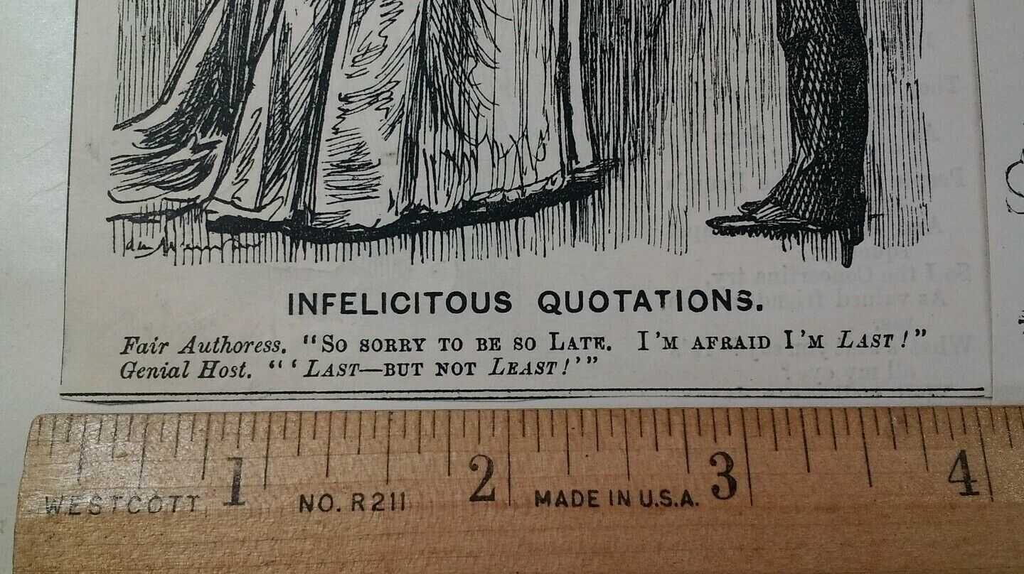 1800s Antique Illustration Print Original Rare VHTF Punch Fashion Dinner Humour 