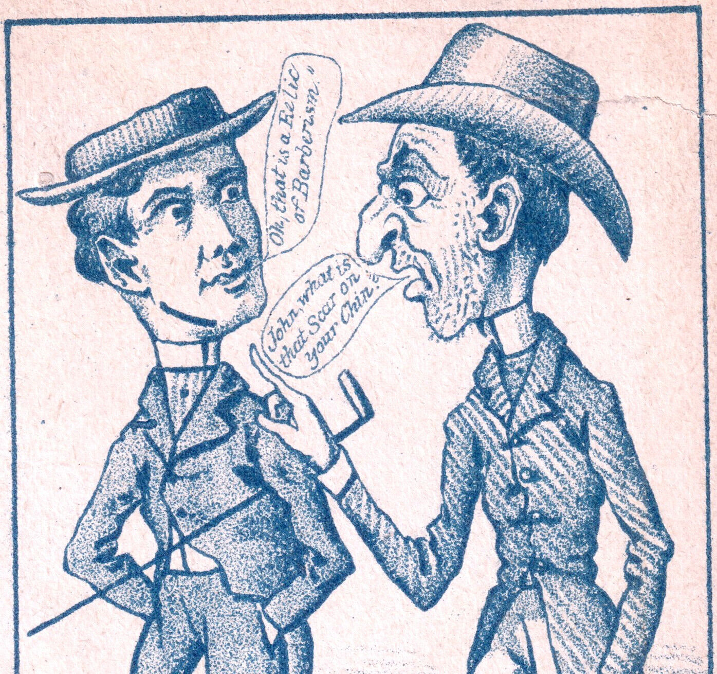 Dandy 1800's Dude Barber Scar "Relic of Barberism" Comic Victorian Trade Card