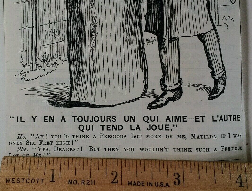 Punch Cartoon 1800s Antique Original Rare VHTF Etch Fashion Humour Romance Short