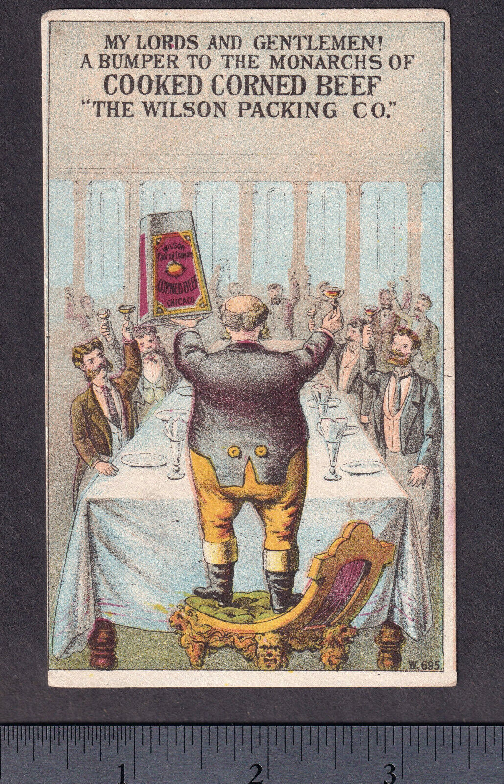 Chicago 1800's Wilson Meat Packing Corned Beef Tin Comic Ad Victorian Trade Card