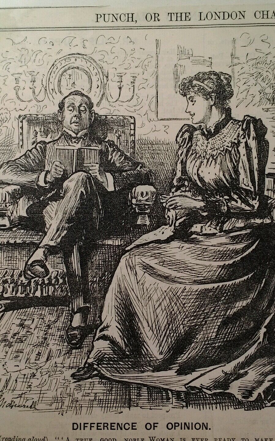 1800s Antique Illustration Print Original Rare VHTF Punch Mag Fashion Marriage 