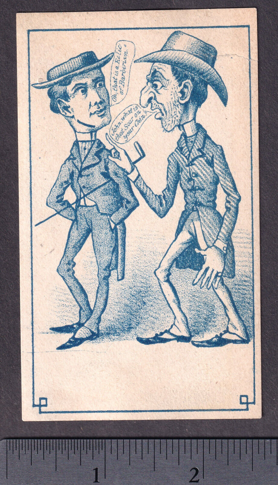 Dandy 1800's Dude Barber Scar "Relic of Barberism" Comic Victorian Trade Card