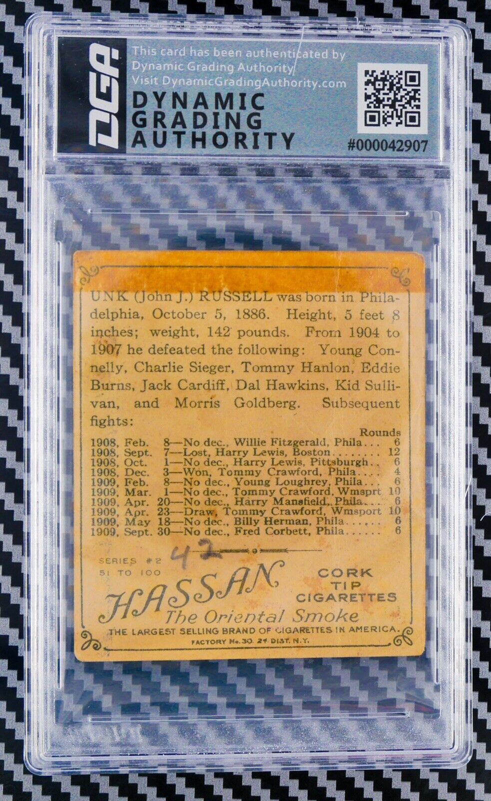 1910 T218 Mecca Champions Jimmie Gardner Boxing DGA 1