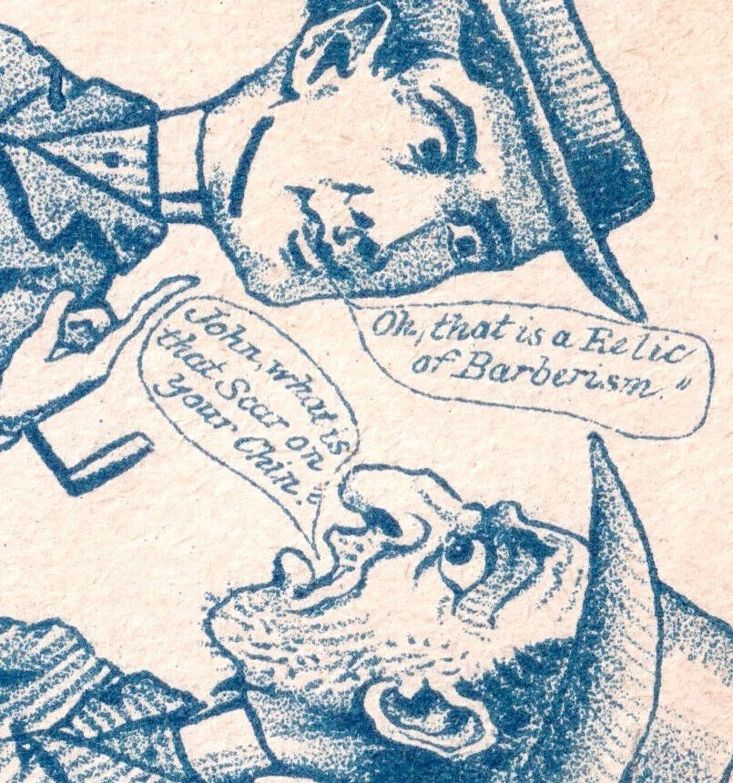 Dandy 1800's Dude Barber Scar "Relic of Barberism" Comic Victorian Trade Card
