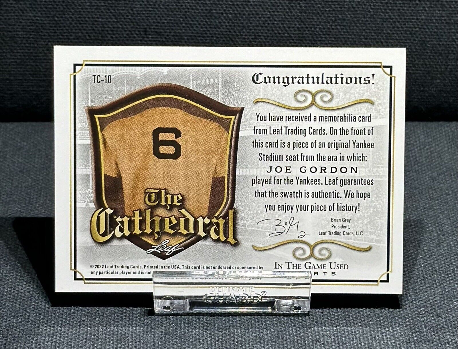 Leaf In The Game Used Joe Gordon New York Yankees HOF Seat Relic 7/45