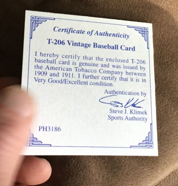 1909-11 T206 Set-Break Bill Milligan Piedmont VG-VG, with COA