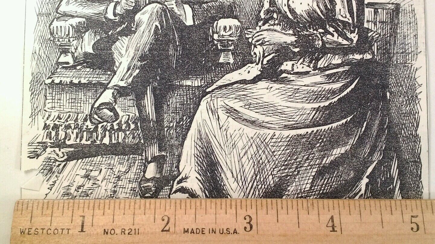 1800s Antique Illustration Print Original Rare VHTF Punch Mag Fashion Marriage 