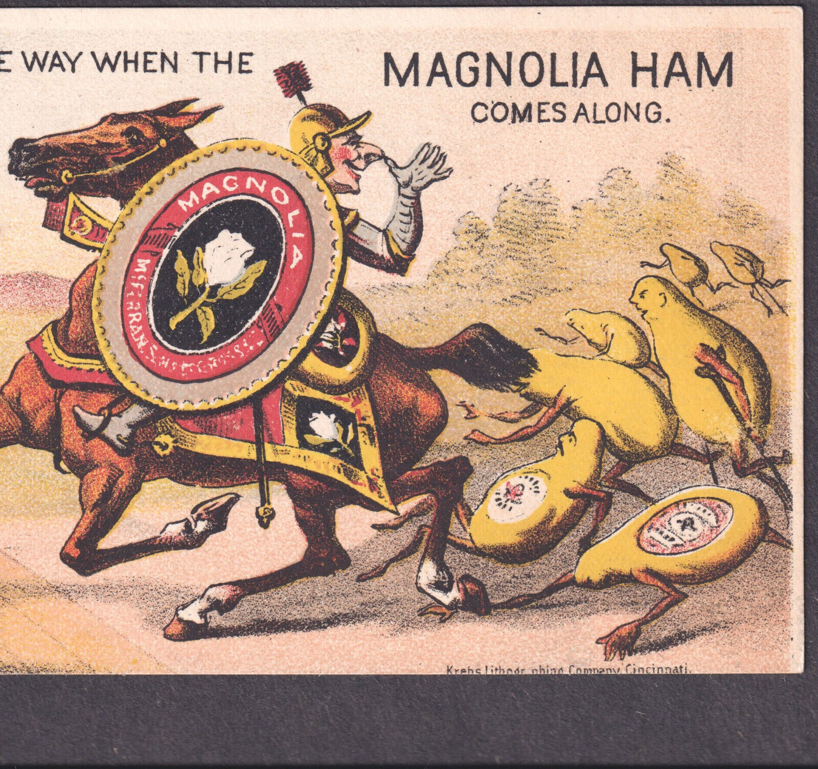 Knight 1879 Comic Fantasy Anthropomorphic Magnolia Ham Meat Victorian Trade Card