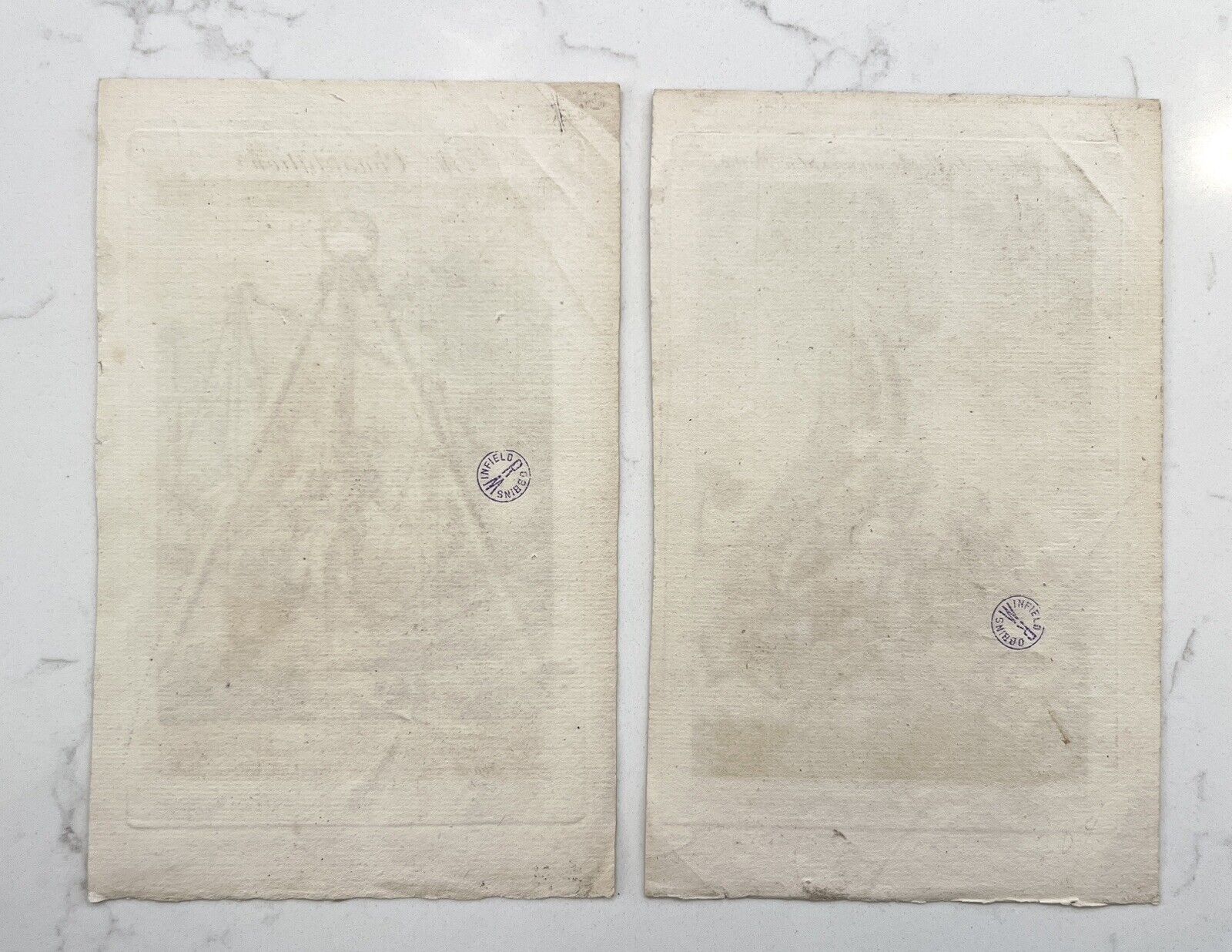 Two Antique 1700’s English Political Cartoons Engraving Constitution Etc