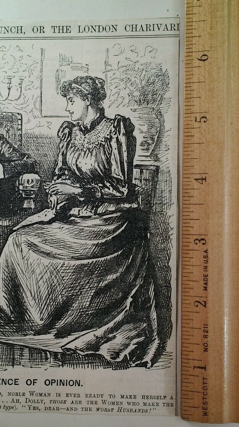 1800s Antique Illustration Print Original Rare VHTF Punch Mag Fashion Marriage 